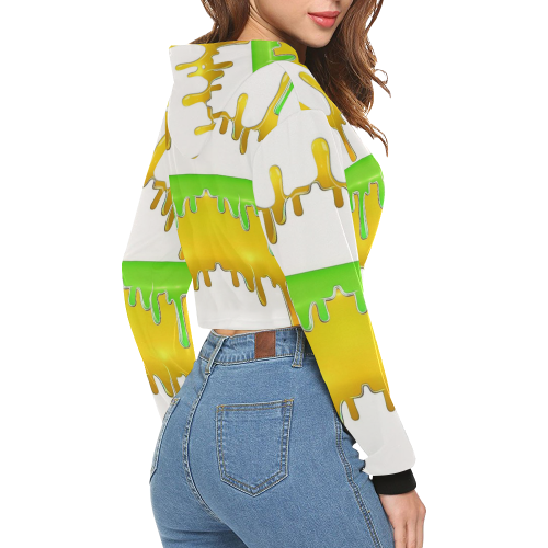 dripping paint in colors All Over Print Crop Hoodie for Women (Model H22)
