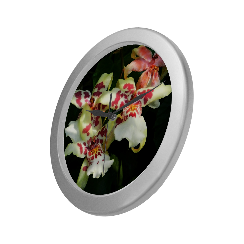 spotted orchids2 Silver Color Wall Clock