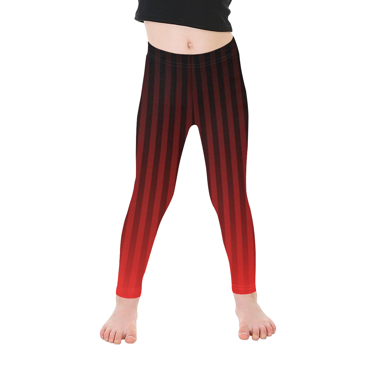 Vertical Red Stripes Kid's Ankle Length Leggings (Model L06)