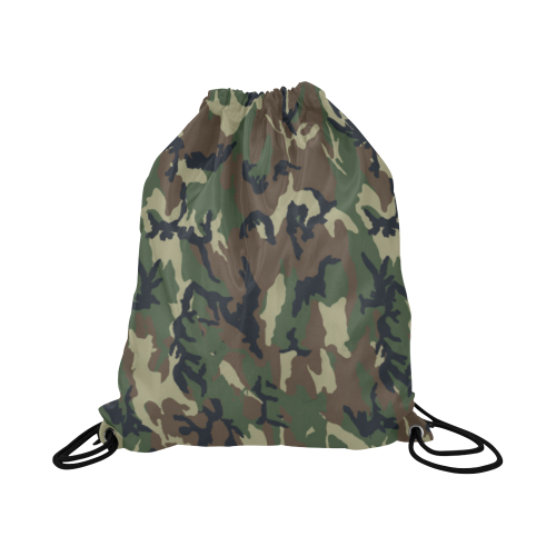 Woodland Forest Green Camouflage Large Drawstring Bag Model 1604 (Twin Sides)  16.5"(W) * 19.3"(H)