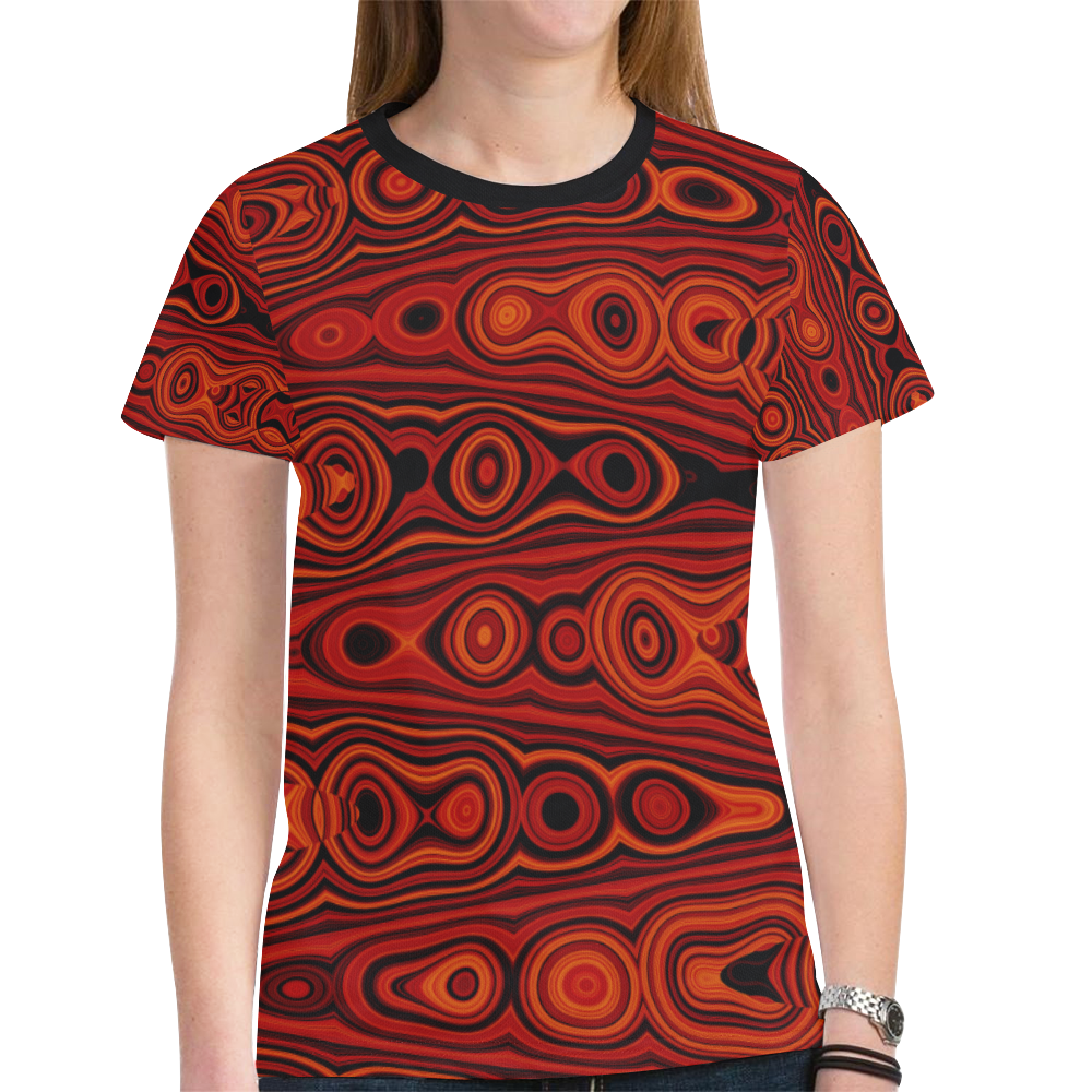 Brown Abstract Pattern New All Over Print T-shirt for Women (Model T45)