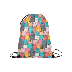 Cartoon Cat Pattern Medium Drawstring Bag Model 1604 (Twin Sides) 13.8"(W) * 18.1"(H)