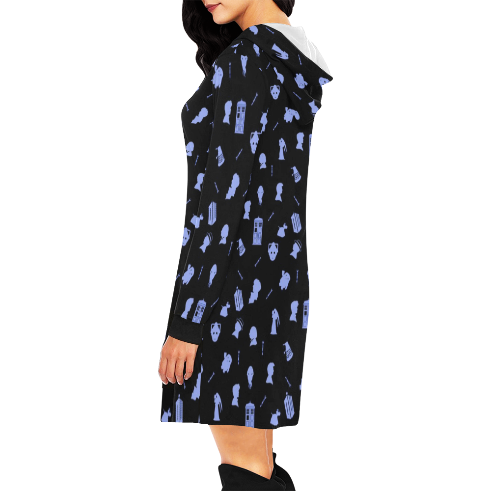 Dr Who All Over Print Hoodie Mini Dress (Model H27)
