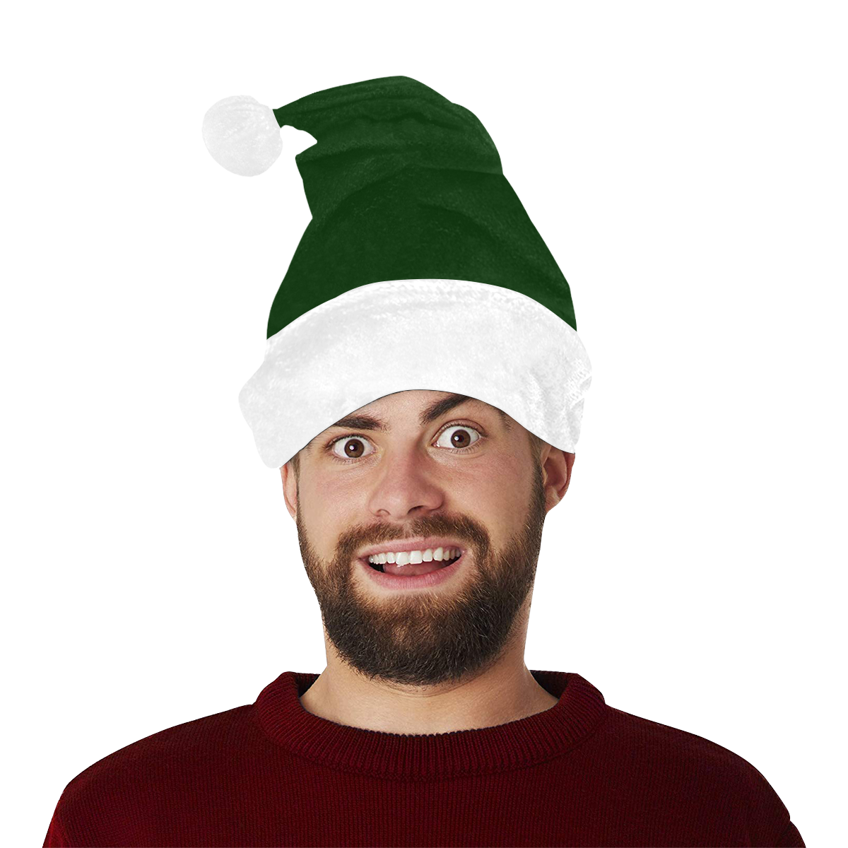 Holiday Dark Green and White Santa Hat