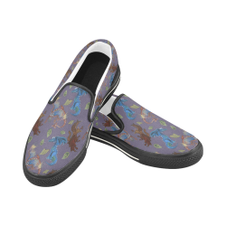 dragon pattern shoe lavender Women's Slip-on Canvas Shoes/Large Size (Model 019)