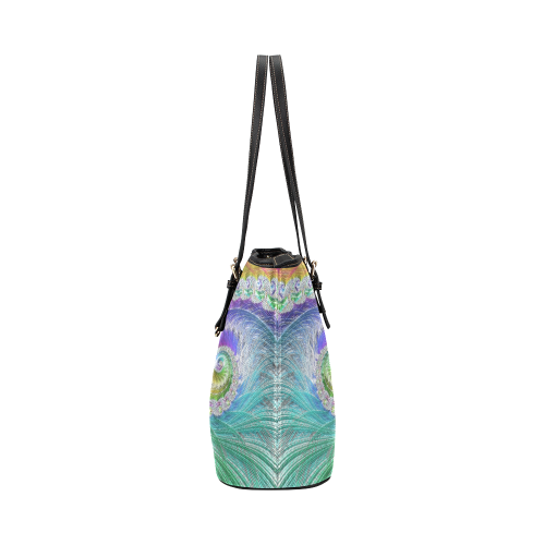 Frax Fractal Rainbow Leather Tote Bag/Large (Model 1651)