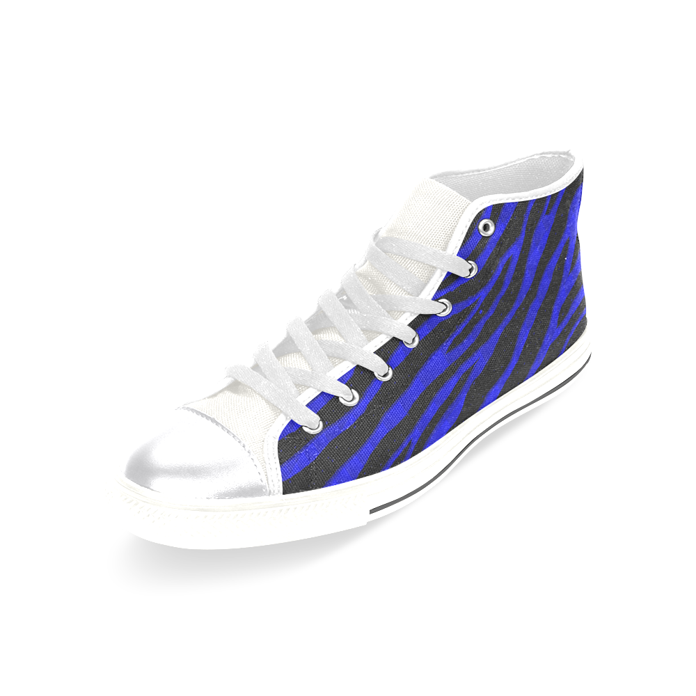 Ripped SpaceTime Stripes - Blue Women's Classic High Top Canvas Shoes (Model 017)