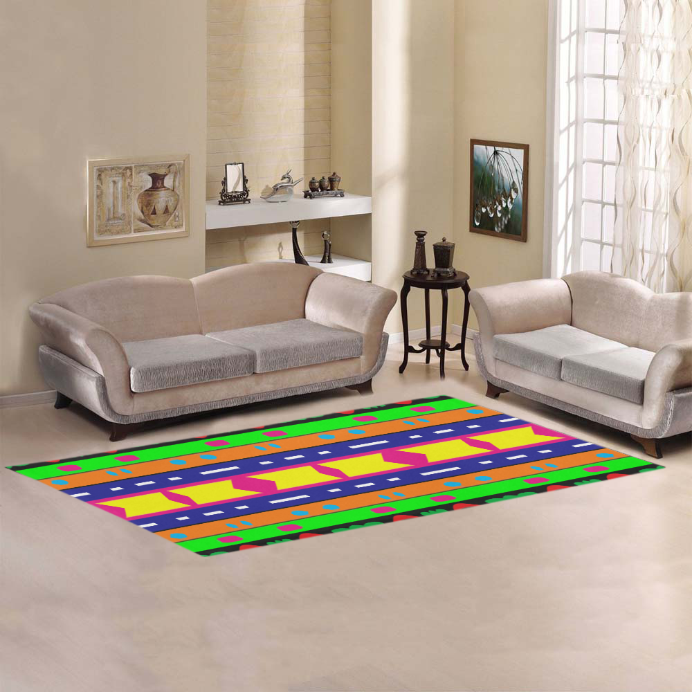 Distorted colorful shapes and stripes Area Rug 9'6''x3'3''