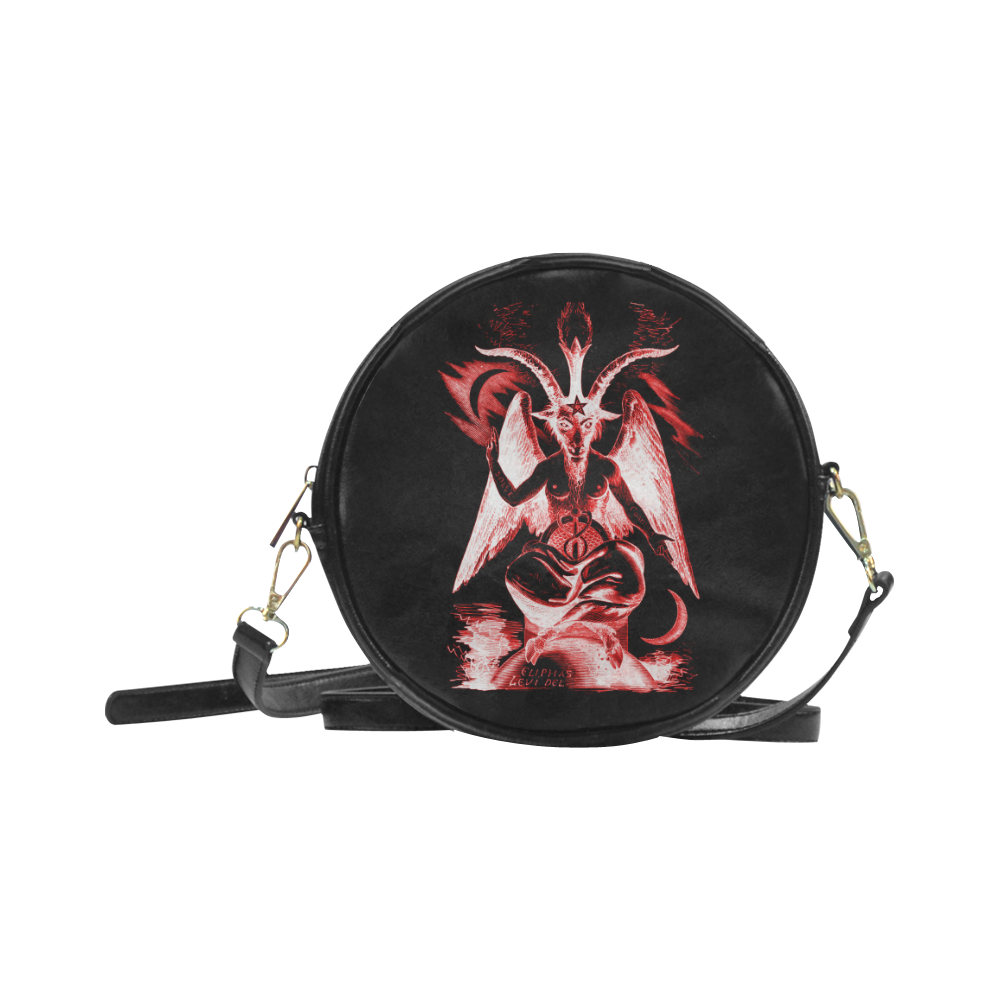 Baphomet Red Gothic Darkstar Round Sling Bag (Model 1647)
