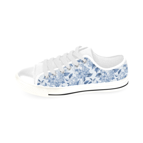 Blue and White Floral Pattern Men's Classic Canvas Shoes/Large Size (Model 018)