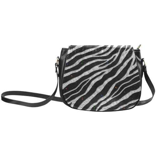 Ripped SpaceTime Stripes - White Classic Saddle Bag/Large (Model 1648)