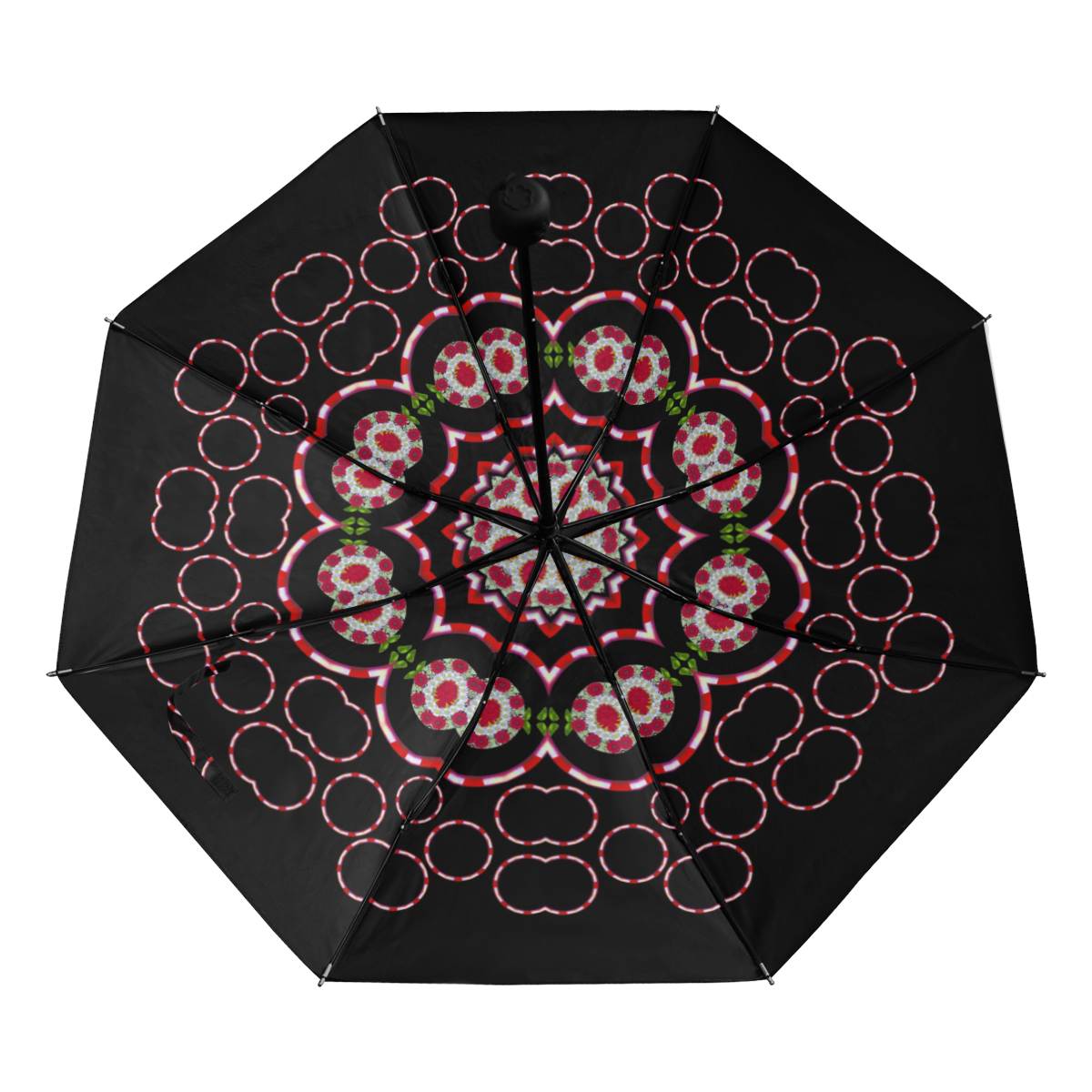 fantasy flowers ornate and polka dots landscape Anti-UV Foldable Umbrella (Underside Printing) (U07)