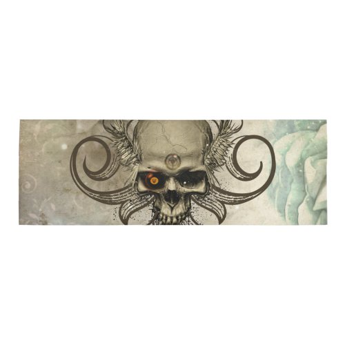 Creepy skull, vintage background Area Rug 9'6''x3'3''