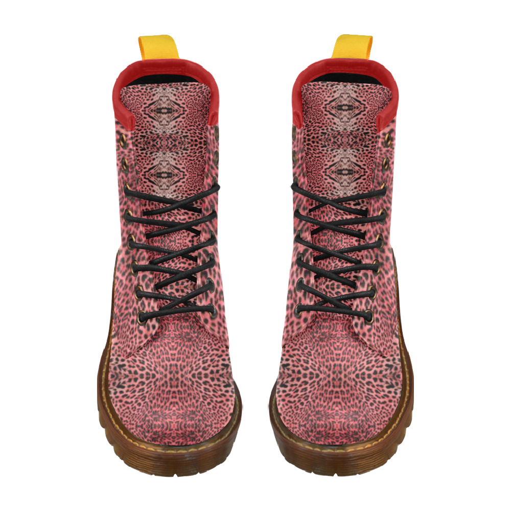 leopard red skin 1B design (dif positioning) High Grade PU Leather Martin Boots For Women Model 402H