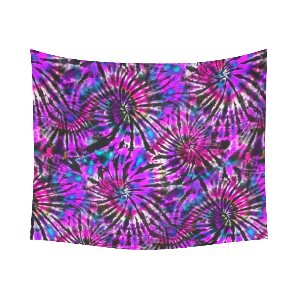 Purple Tie Dye Madness Cotton Linen Wall Tapestry 60"x 51"