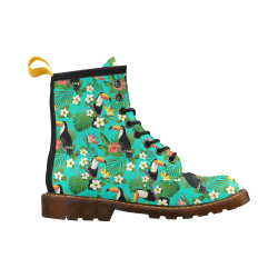 Tropical Summer Toucan Pattern High Grade PU Leather Martin Boots For Women Model 402H