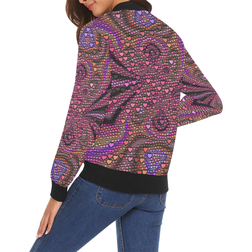 hearts everywhere B  by JamColors All Over Print Bomber Jacket for Women (Model H19)