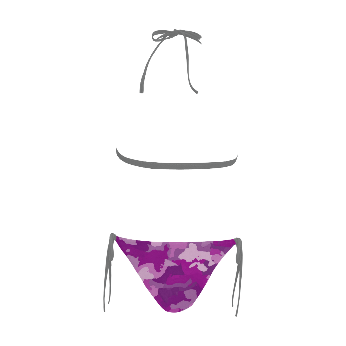 camouflage purple Buckle Front Halter Bikini Swimsuit (Model S08)