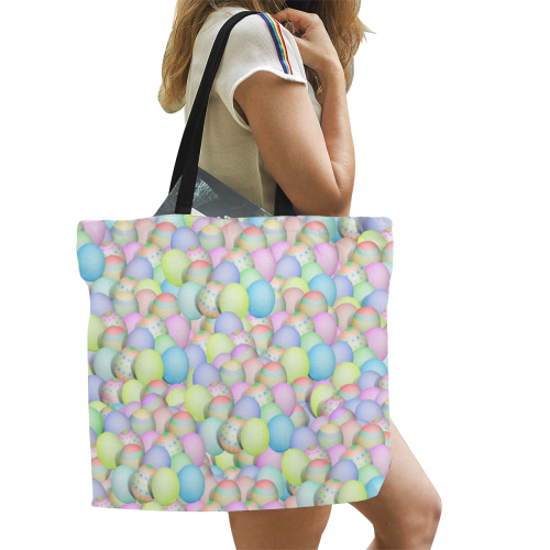 Pastel Colored Easter Eggs All Over Print Canvas Tote Bag/Large (Model 1699)