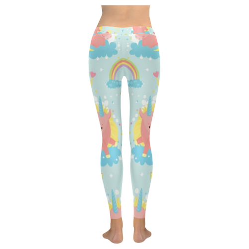 Unicorn And Rainbow Pattern Women's Low Rise Leggings (Invisible Stitch) (Model L05)