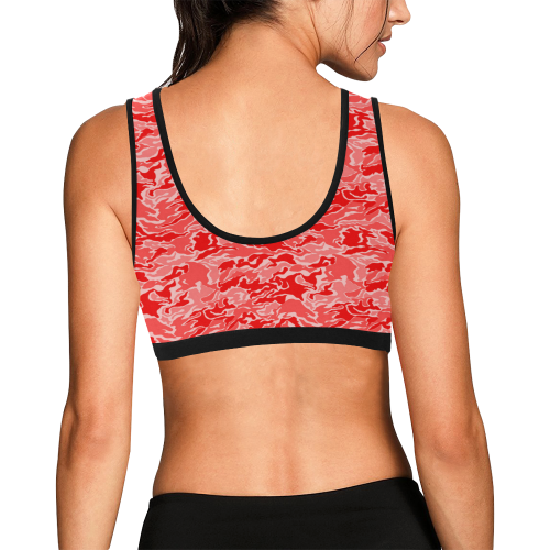 Red Camouflage Pattern Women's All Over Print Sports Bra (Model T52)