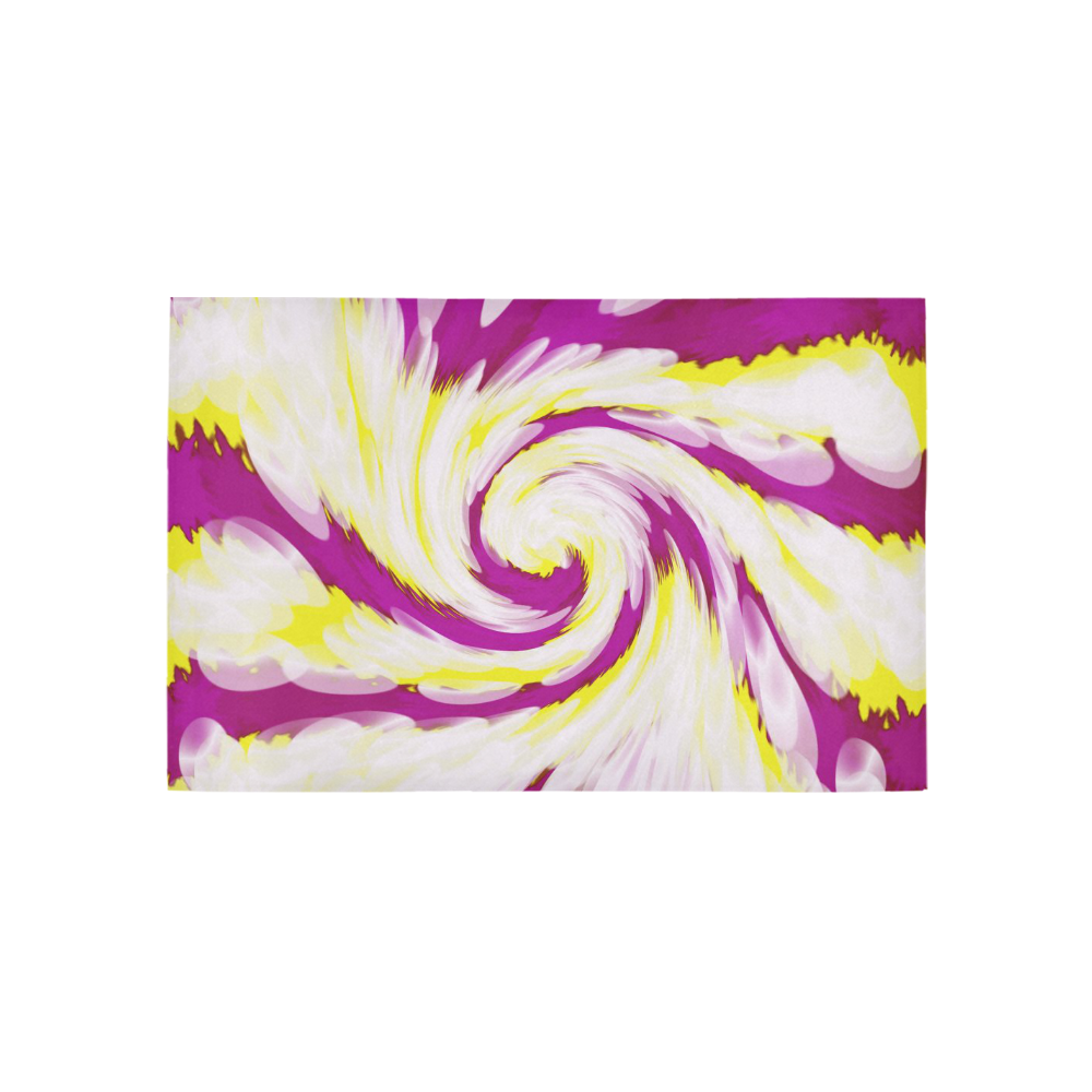 Pink Yellow Tie Dye Swirl Abstract Area Rug 5'x3'3''