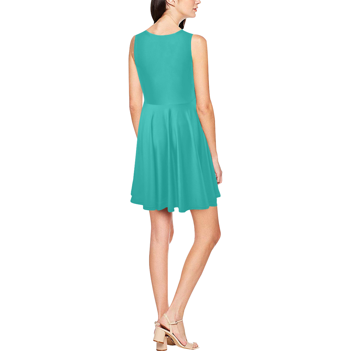 color light sea green Thea Sleeveless Skater Dress(Model D19)