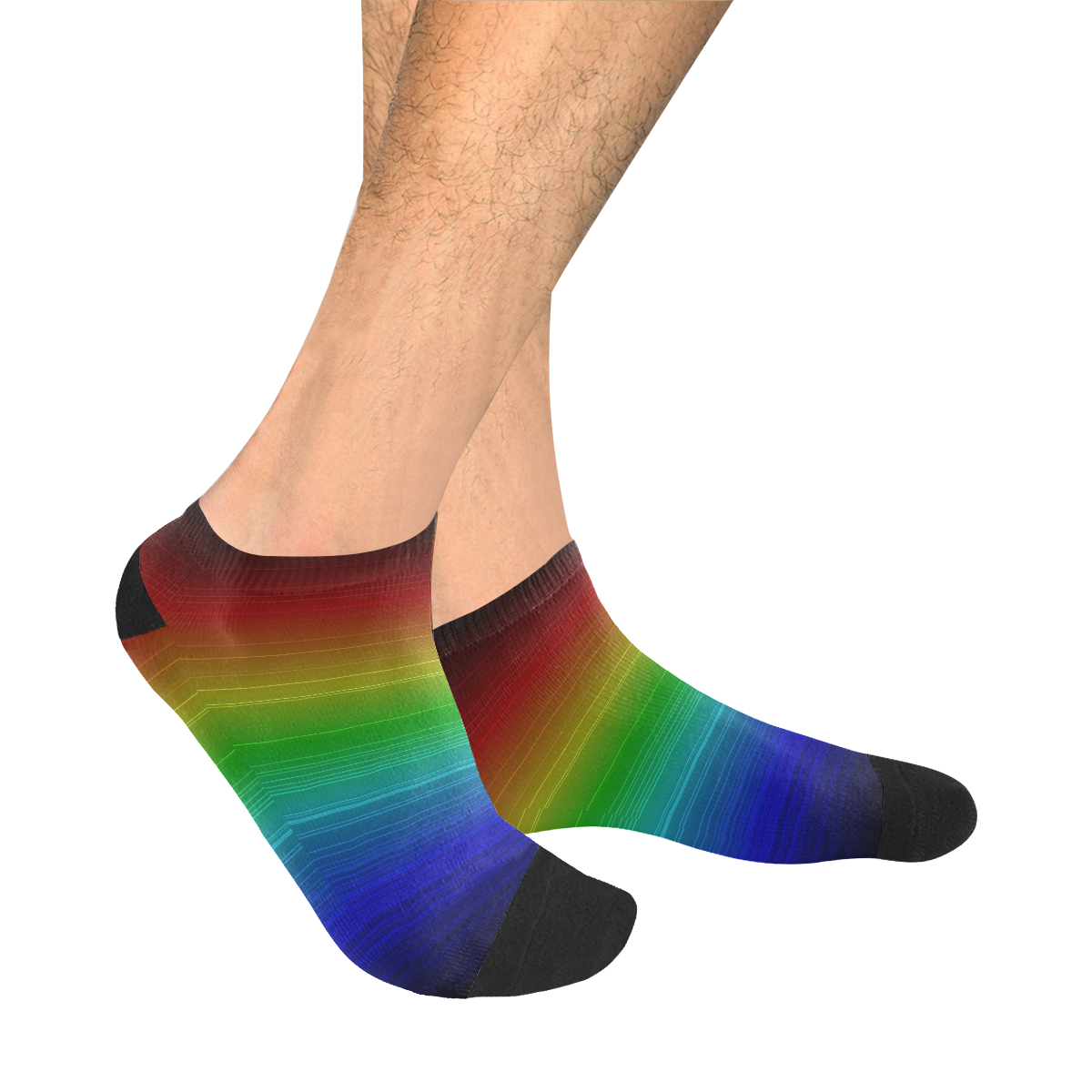 Dark Rainbow Stripes Men's Ankle Socks