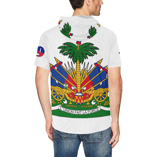 HAITIAN flag All Over Print Short Sleeve Hoodie for Men (Model H32)