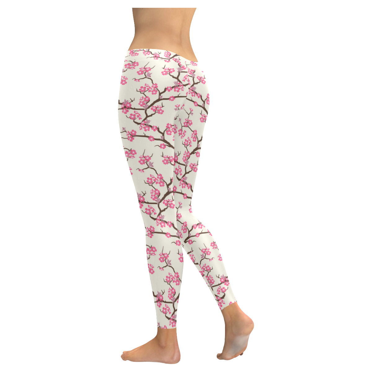 Cherry Blossom Women's Low Rise Leggings (Invisible Stitch) (Model L05)
