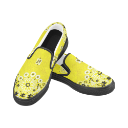 Grunge Yellow Bandana black trim Slip-on Canvas Shoes for Men/Large Size (Model 019)