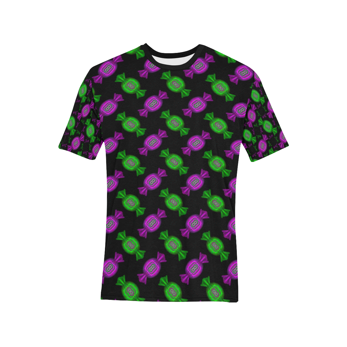 Yummy Candy Pattern - Green And Purple Men's All Over Print T-Shirt (Solid Color Neck) (Model T63)