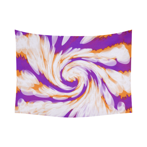 Purple Orange Tie Dye Swirl Abstract Cotton Linen Wall Tapestry 80"x 60"