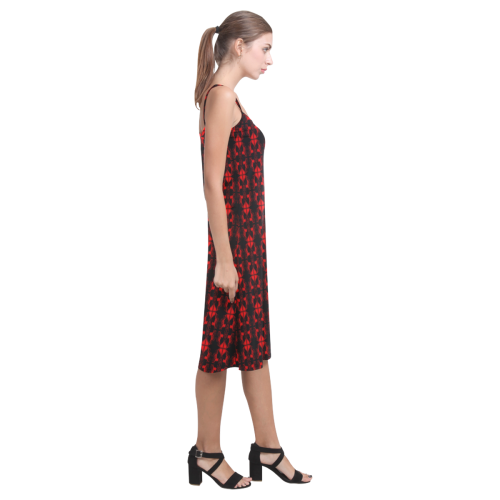 Abstract Flowing  * Red on Black Alcestis Slip Dress (Model D05)