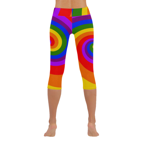 Rainbow Spiral Women's Low Rise Capri Leggings (Invisible Stitch) (Model L08)