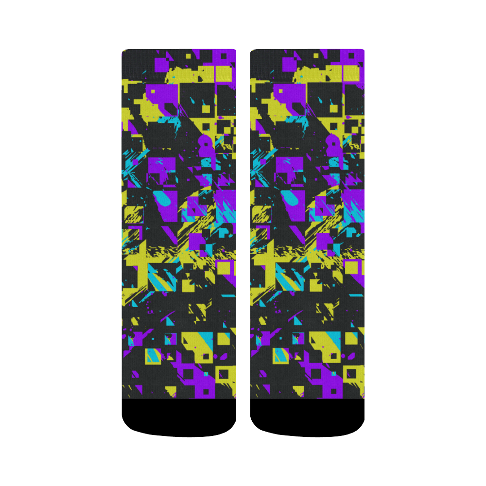 Purple yelllow squares Crew Socks