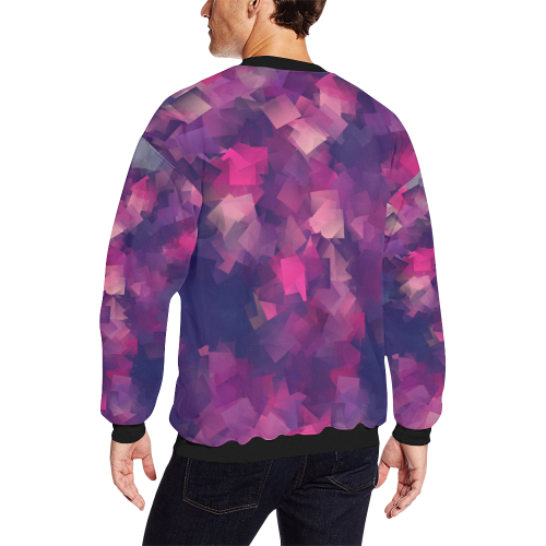 purple pink magenta cubism #modern Men's Oversized Fleece Crew Sweatshirt/Large Size(Model H18)