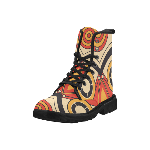 Geo Aztec Bull Tribal Martin Boots for Men (Black) (Model 1203H)