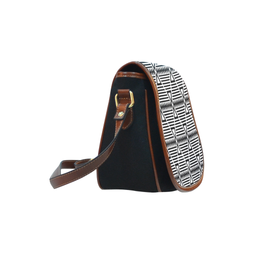 Black Aztec Tribal Saddle Bag/Small (Model 1649)(Flap Customization)