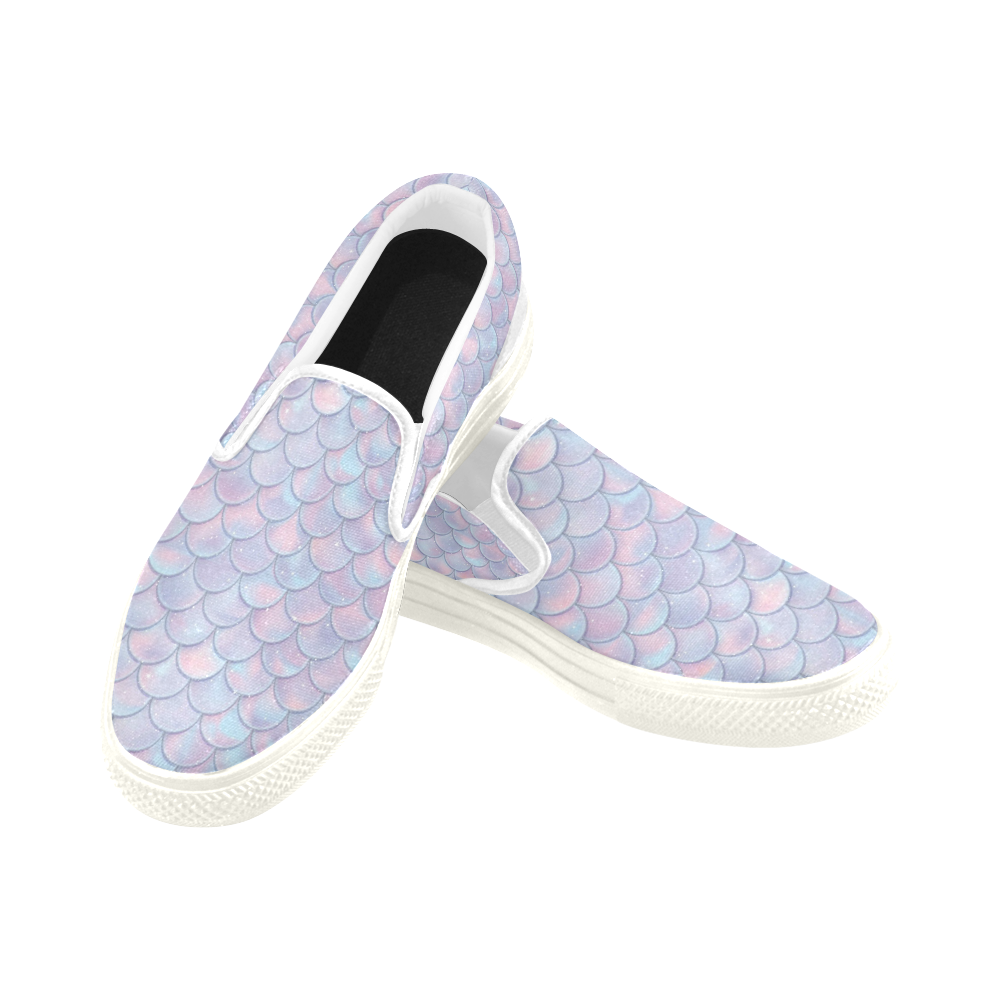 Mermaid Scales Slip-on Canvas Shoes for Men/Large Size (Model 019)