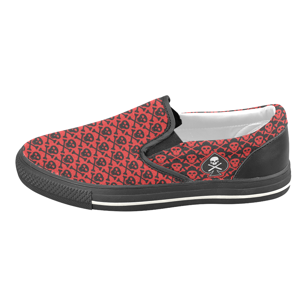 SLIP-ON_RED_BLK Men's Unusual Slip-on Canvas Shoes (Model 019)