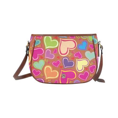 cute hearts background Saddle Bag/Large (Model 1649)