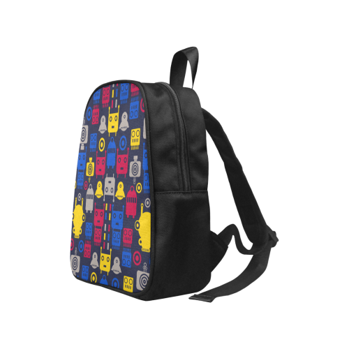 Cartoon Robots Fabric School Backpack (Model 1682) (Small)