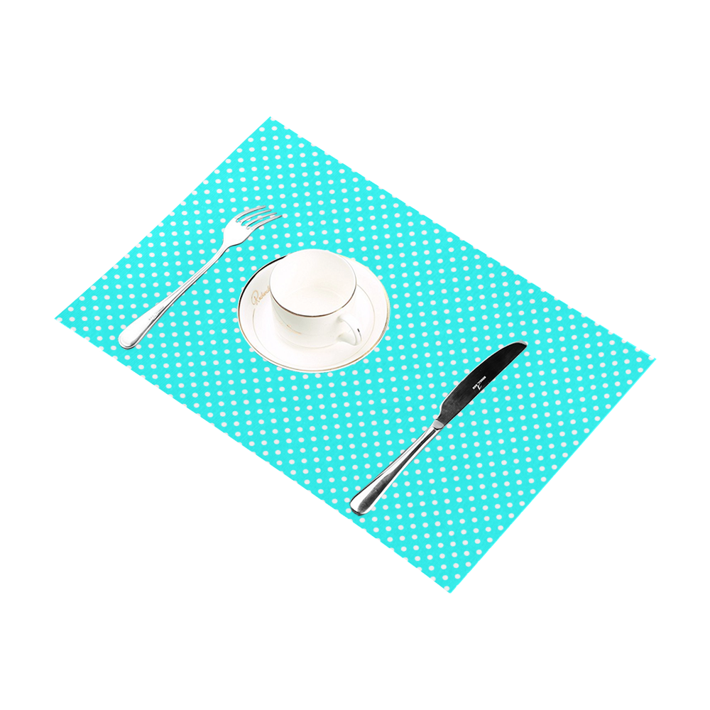 Baby blue polka dots Placemat 12’’ x 18’’ (Set of 6)