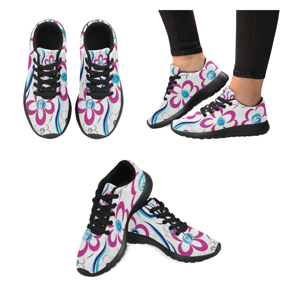 CRIMSON FLOWERS Women’s Running Shoes (Model 020)