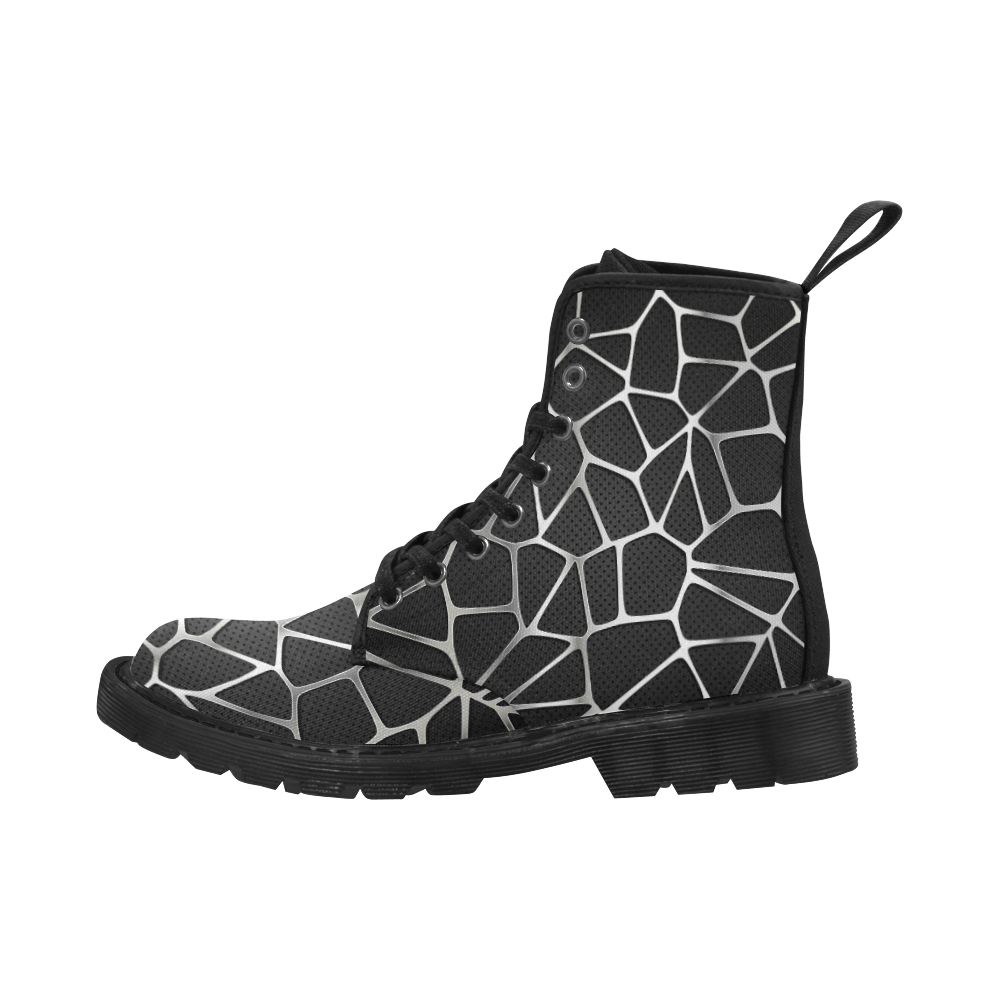 cracked metal Martin Boots for Women (Black) (Model 1203H)