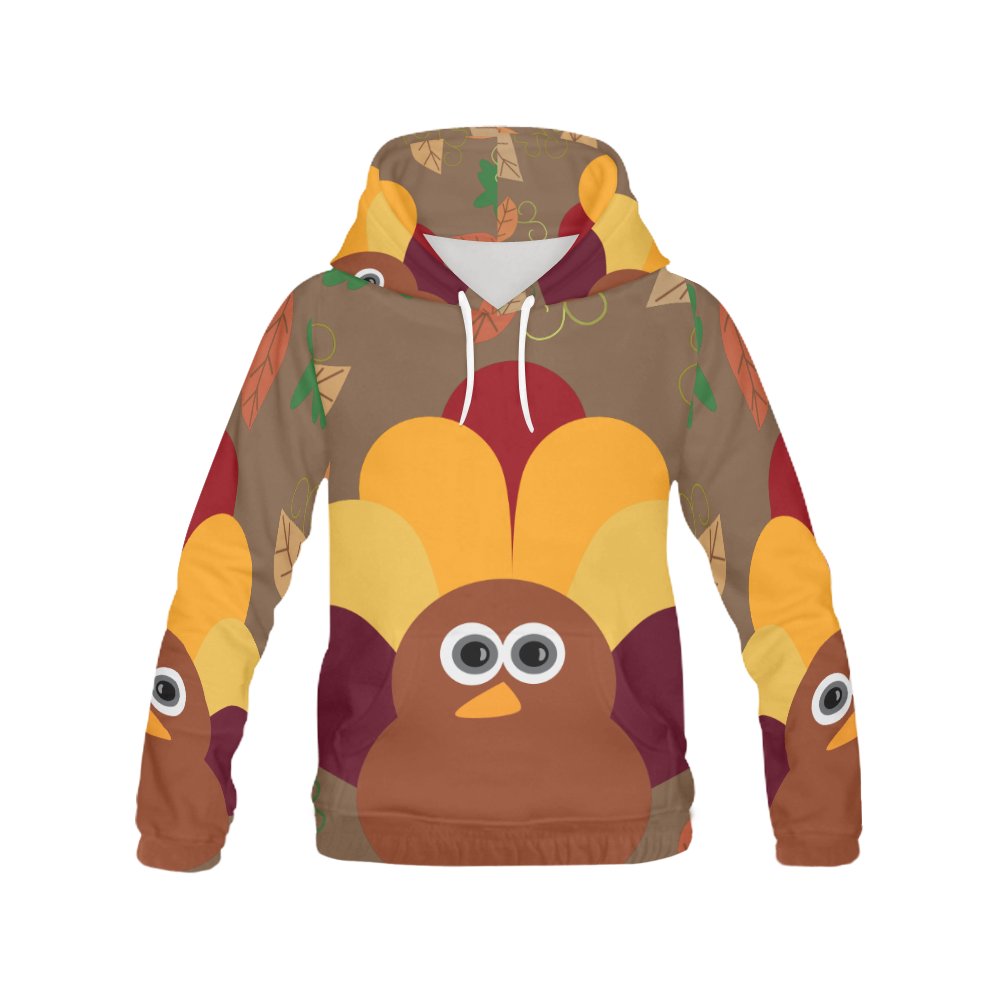 Thanksgiving Turkey on Brown All Over Print Hoodie for Men/Large Size (USA Size) (Model H13)