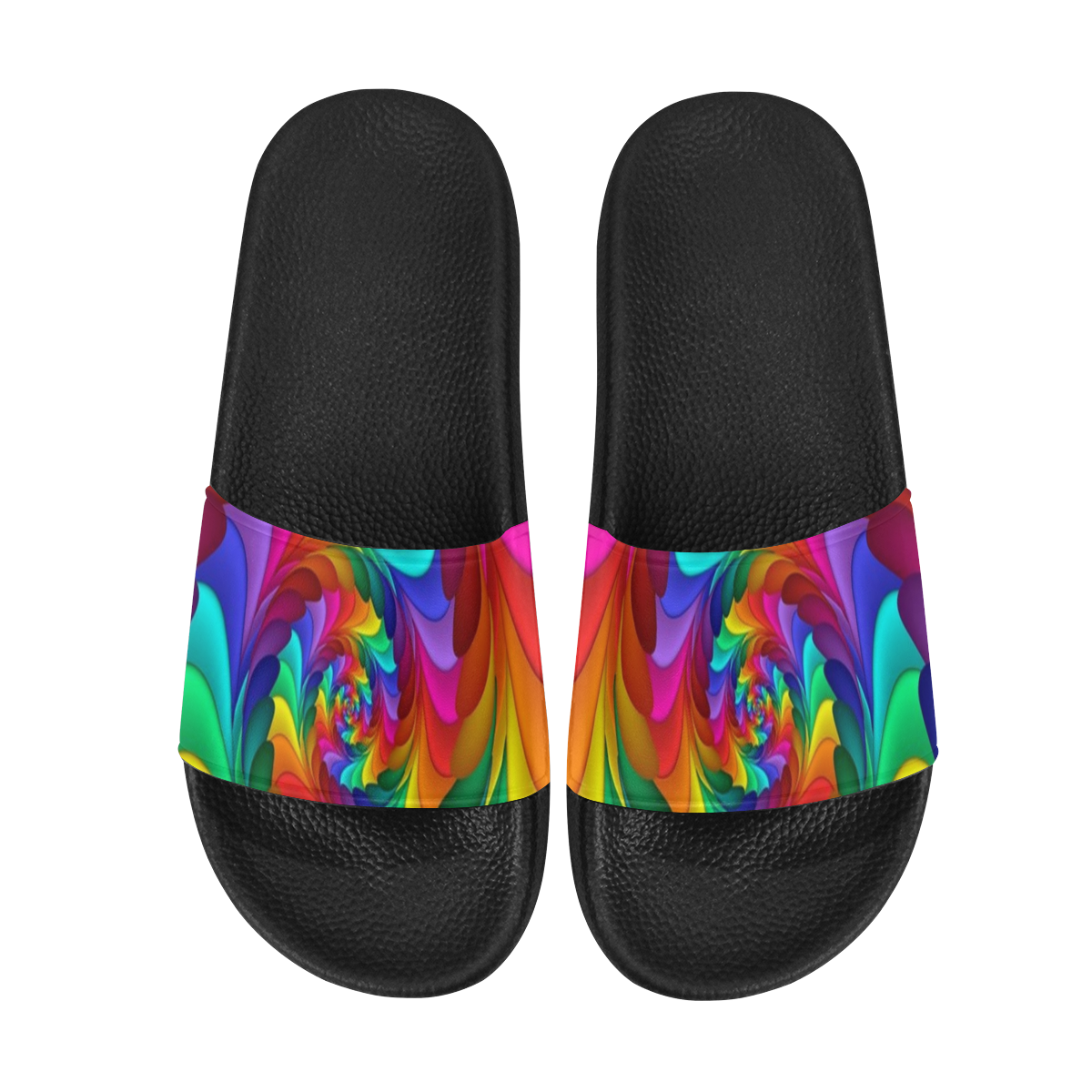 RAINBOW CANDY SWIRL Men's Slide Sandals/Large Size (Model 057)