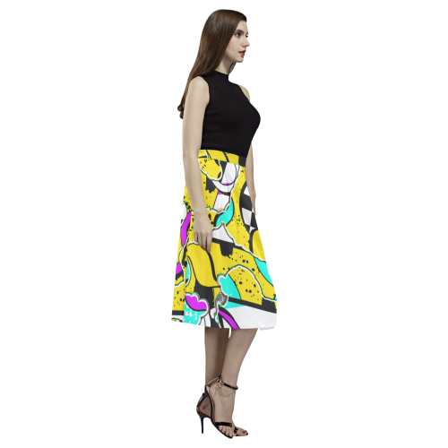 Shapes on a yellow background Aoede Crepe Skirt (Model D16)