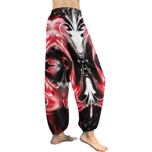 xxsml Red Rave Unit Women's All Over Print Harem Pants (Model L18)
